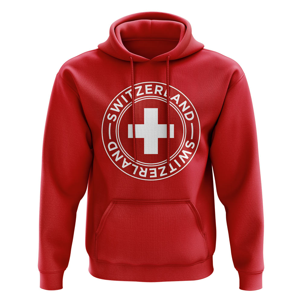 Switzerland Football Badge Hoodie (Red)  Switzerland Football Badge Hoodie (Red)