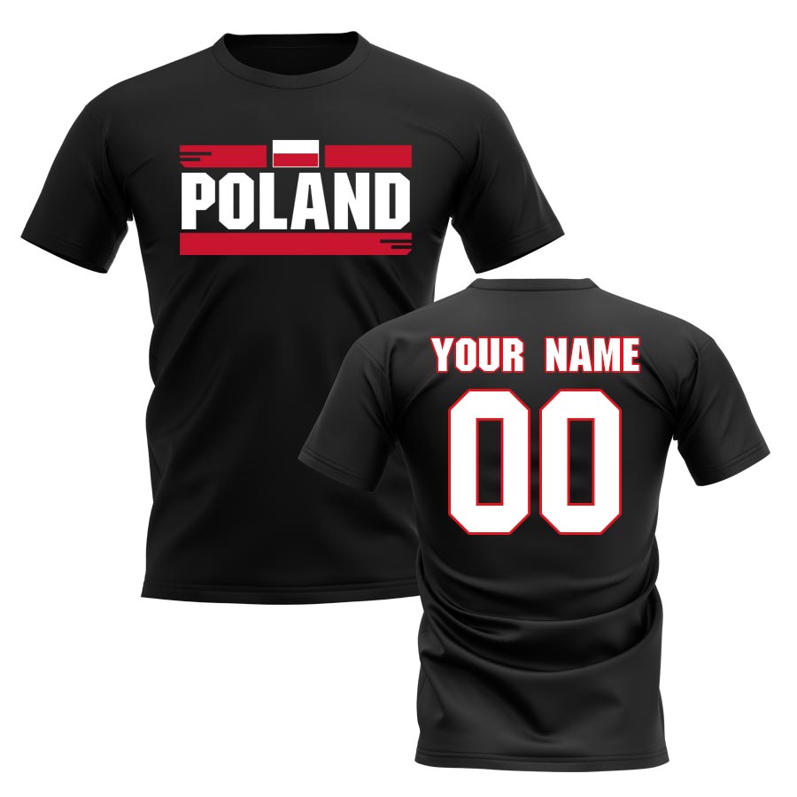 Personalised Poland Fan Football T-Shirt (black) Personalised Poland Fan Football T-Shirt (black)