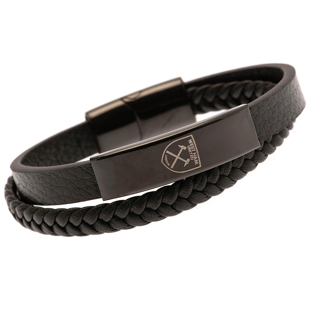 West Ham United FC Black IP Leather Bracelet West Ham United FC Black IP Leather Bracelet
