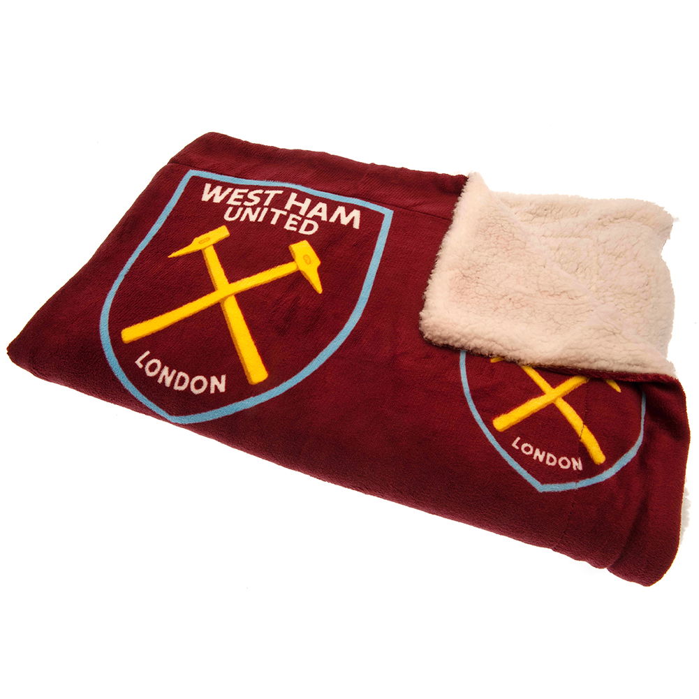 West Ham United FC Sherpa Fleece Blanket West Ham United FC Sherpa Fleece Blanket