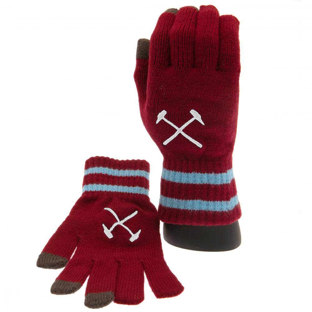 West Ham United FC Touchscreen Knitted Gloves Youths West Ham United FC Touchscreen Knitted Gloves Youths