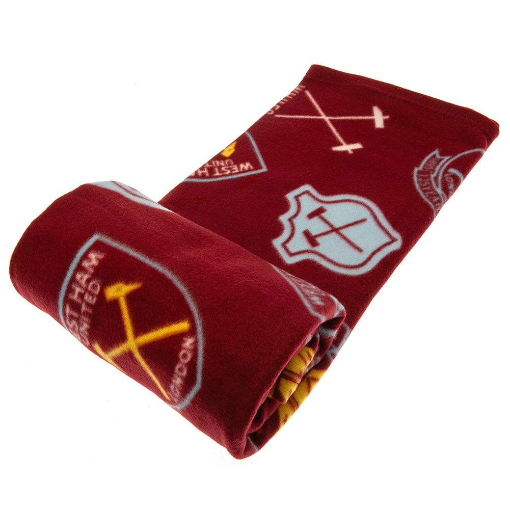 West Ham United FC Historic Crests Fleece Blanket West Ham United FC Historic Crests Fleece Blanket
