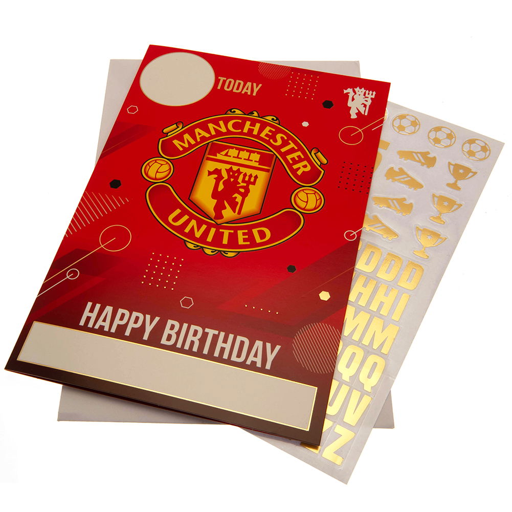 Manchester United FC Birthday Card With Stickers Manchester United FC Birthday Card With Stickers