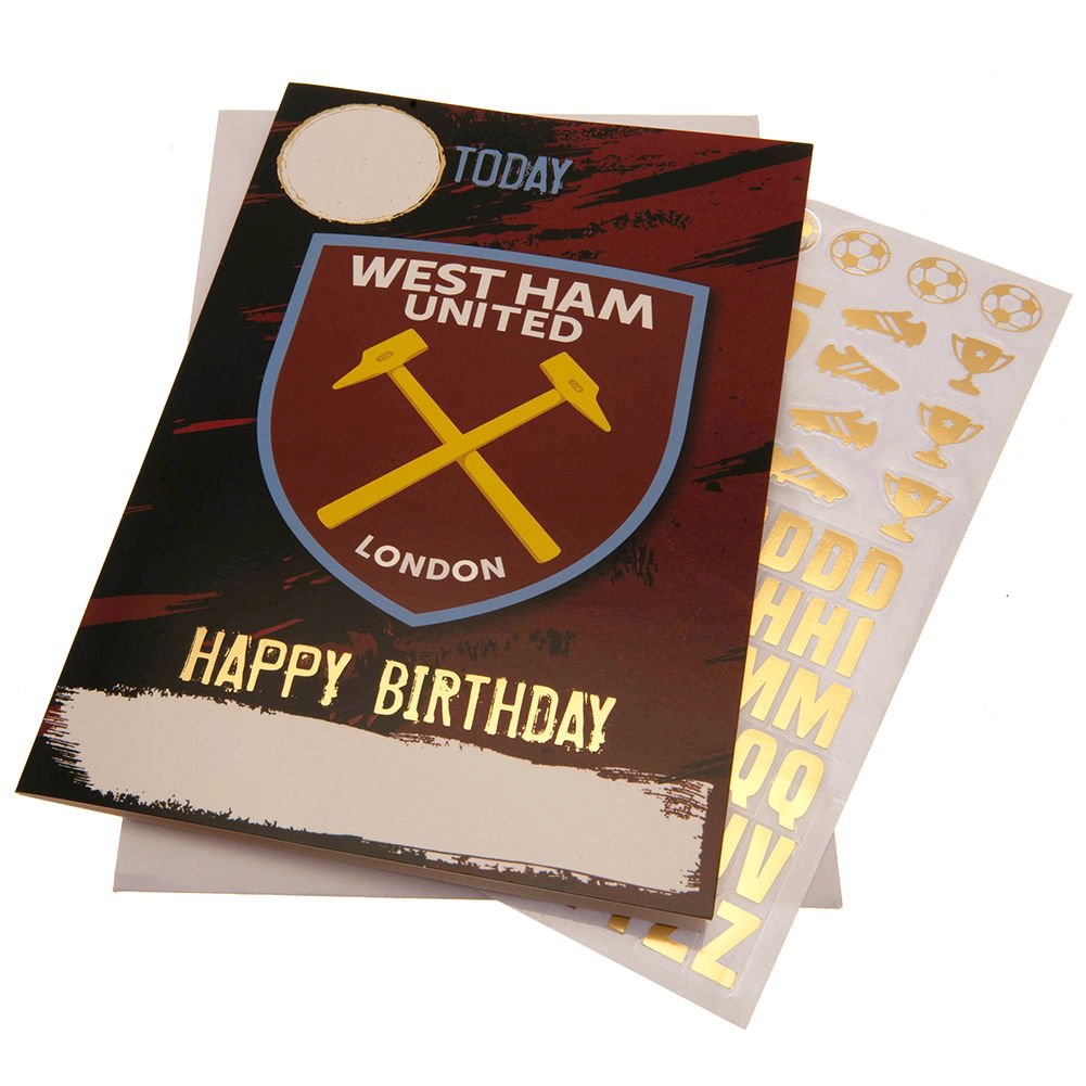 West Ham United FC Birthday Card With Stickers West Ham United FC Birthday Card With Stickers