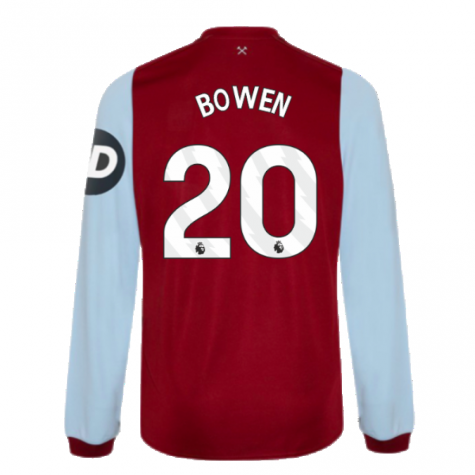 2023-2024 West Ham Long Sleeve Home Shirt (Kids) (BOWEN 20) 2023-2024 West Ham Long Sleeve Home Shirt (Kids) (BOWEN 20)