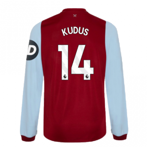 2023-2024 West Ham Long Sleeve Home Shirt (Kids) (Kudus 14) 2023-2024 West Ham Long Sleeve Home Shirt (Kids) (Kudus 14)