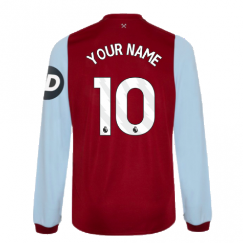 2023-2024 West Ham Long Sleeve Home Shirt (Your Name) 2023-2024 West Ham Long Sleeve Home Shirt (Your Name)