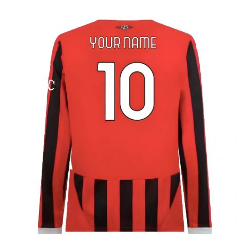 2024-2025 AC Milan Home Long Sleeve Shirt (Your Name) 2024-2025 AC Milan Home Long Sleeve Shirt (Your Name)