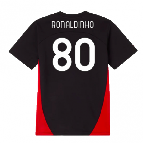 2024-2025 AC Milan Training Shirt (Black) - Kids (Ronaldinho 80) 2024-2025 AC Milan Training Shirt (Black) - Kids (Ronaldinho 80)