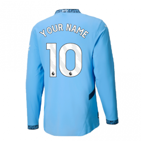 2024-2025 Man City Authentic Long Sleeve Home Shirt (Your Name) 2024-2025 Man City Authentic Long Sleeve Home Shirt (Your Name)