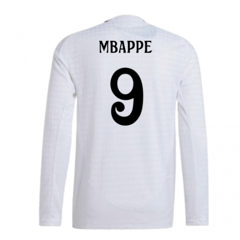 2024-2025 Real Madrid Authentic Long Sleeve Home Shirt (Mbappe 9) 2024-2025 Real Madrid Authentic Long Sleeve Home Shirt (Mbappe 9)