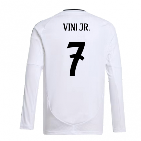 2024-2025 Real Madrid Long Sleeve Home Shirt (Kids) (Vini Jr. 7) 2024-2025 Real Madrid Long Sleeve Home Shirt (Kids) (Vini Jr. 7)