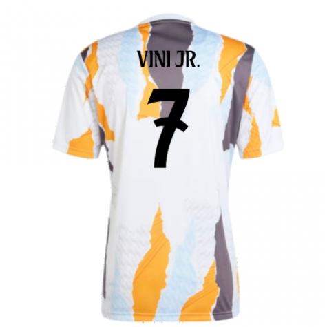 2024-2025 Real Madrid Pre-Match Shirt (White/Crew Orange) (Vini Jr. 7) 2024-2025 Real Madrid Pre-Match Shirt (White/Crew Orange) (Vini Jr. 7)