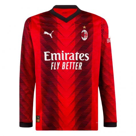 2023-2024 AC Milan Long Sleeve Home Shirt (Rafa Leao 10) 2023-2024 AC Milan Long Sleeve Home Shirt (Rafa Leao 10)