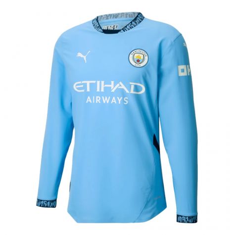 2024-2025 Man City Authentic Long Sleeve Home Shirt (Your Name) 2024-2025 Man City Authentic Long Sleeve Home Shirt (Your Name)