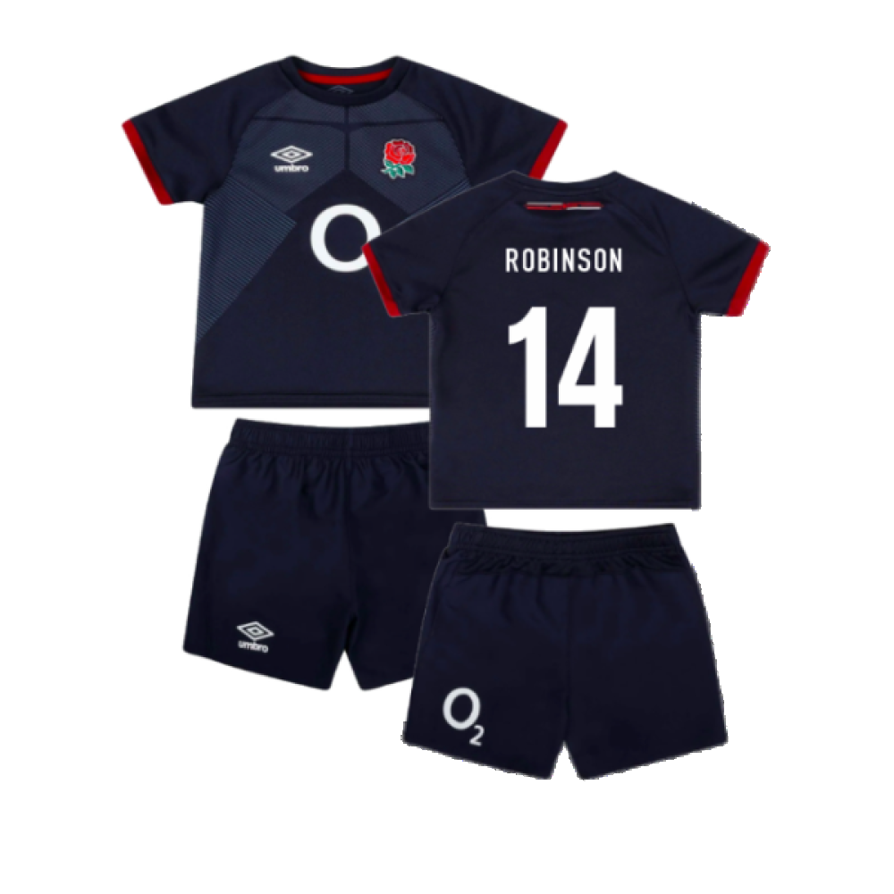2023-2024 England Rugby Alternate Replica Infant Kit (Robinson 14) 2023-2024 England Rugby Alternate Replica Infant Kit (Robinson 14)