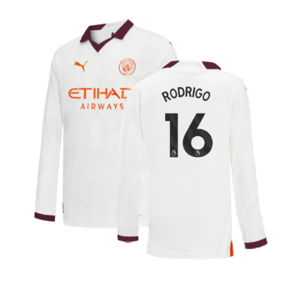 2023-2024 Man City Long Sleeve Away Shirt (Kids) (RODRIGO 16) 2023-2024 Man City Long Sleeve Away Shirt (Kids) (RODRIGO 16)