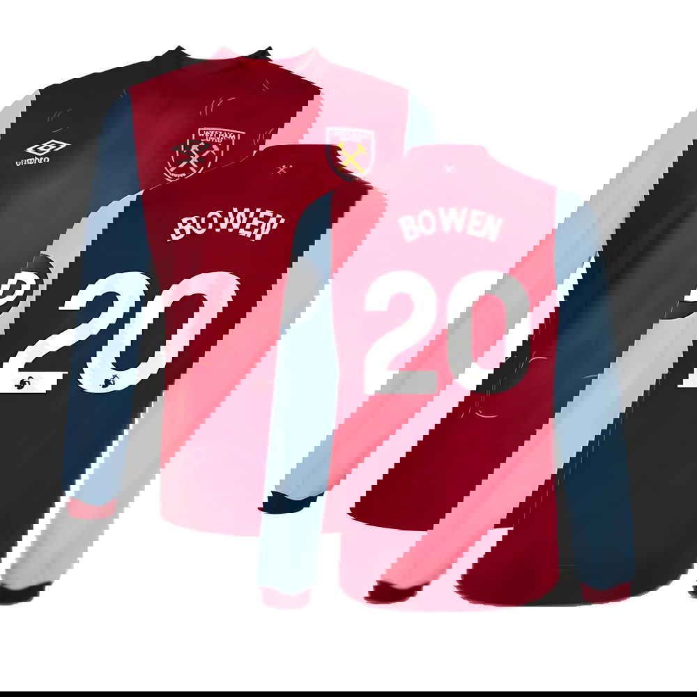 2023-2024 West Ham Long Sleeve Home Shirt (Kids) (BOWEN 20) 2023-2024 West Ham Long Sleeve Home Shirt (Kids) (BOWEN 20)