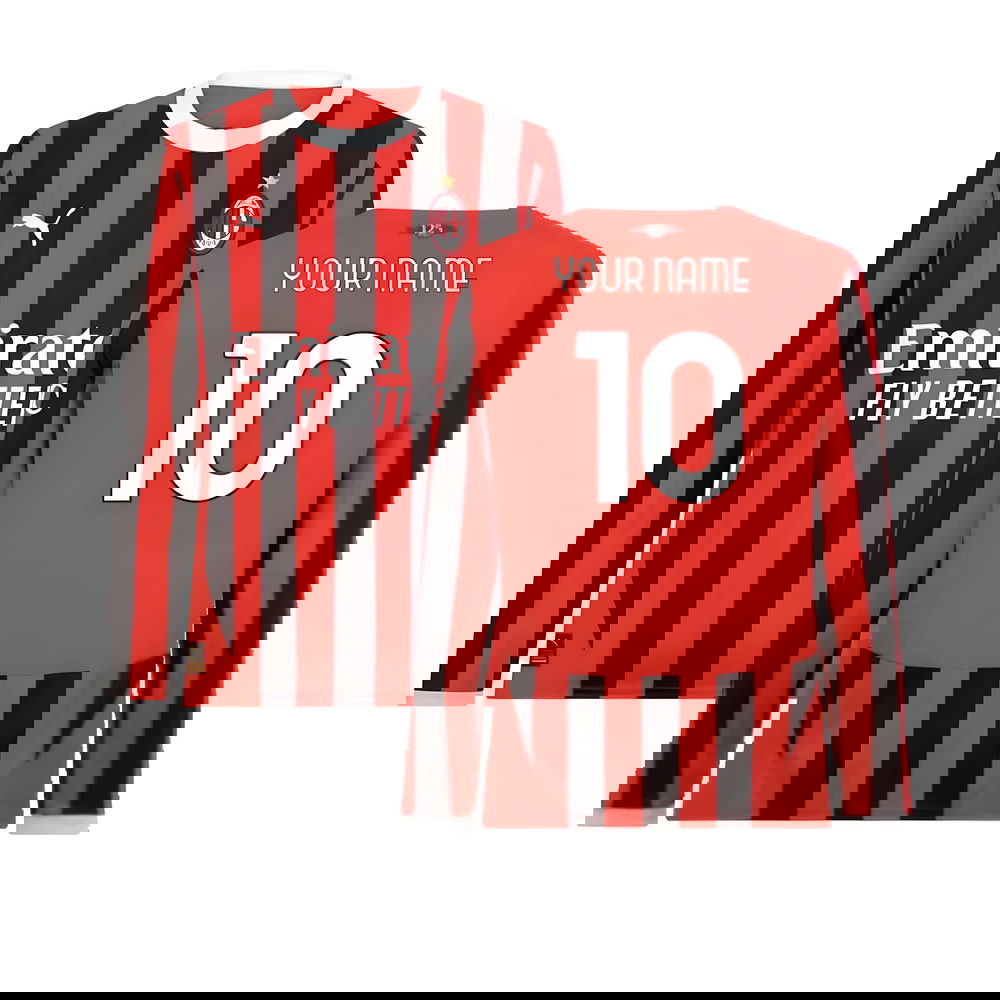 2024-2025 AC Milan Home Long Sleeve Shirt (Your Name) 2024-2025 AC Milan Home Long Sleeve Shirt (Your Name)
