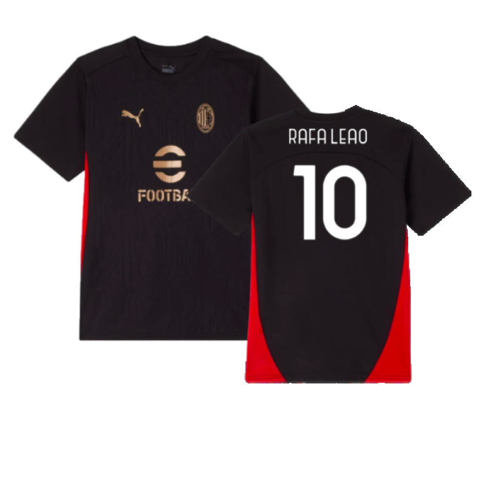 2024-2025 AC Milan Training Shirt (Black) - Kids (Rafa Leao 10) 2024-2025 AC Milan Training Shirt (Black) - Kids (Rafa Leao 10)