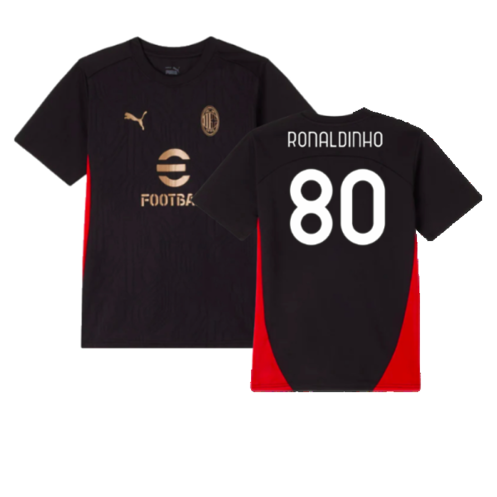 2024-2025 AC Milan Training Shirt (Black) - Kids (Ronaldinho 80) 2024-2025 AC Milan Training Shirt (Black) - Kids (Ronaldinho 80)