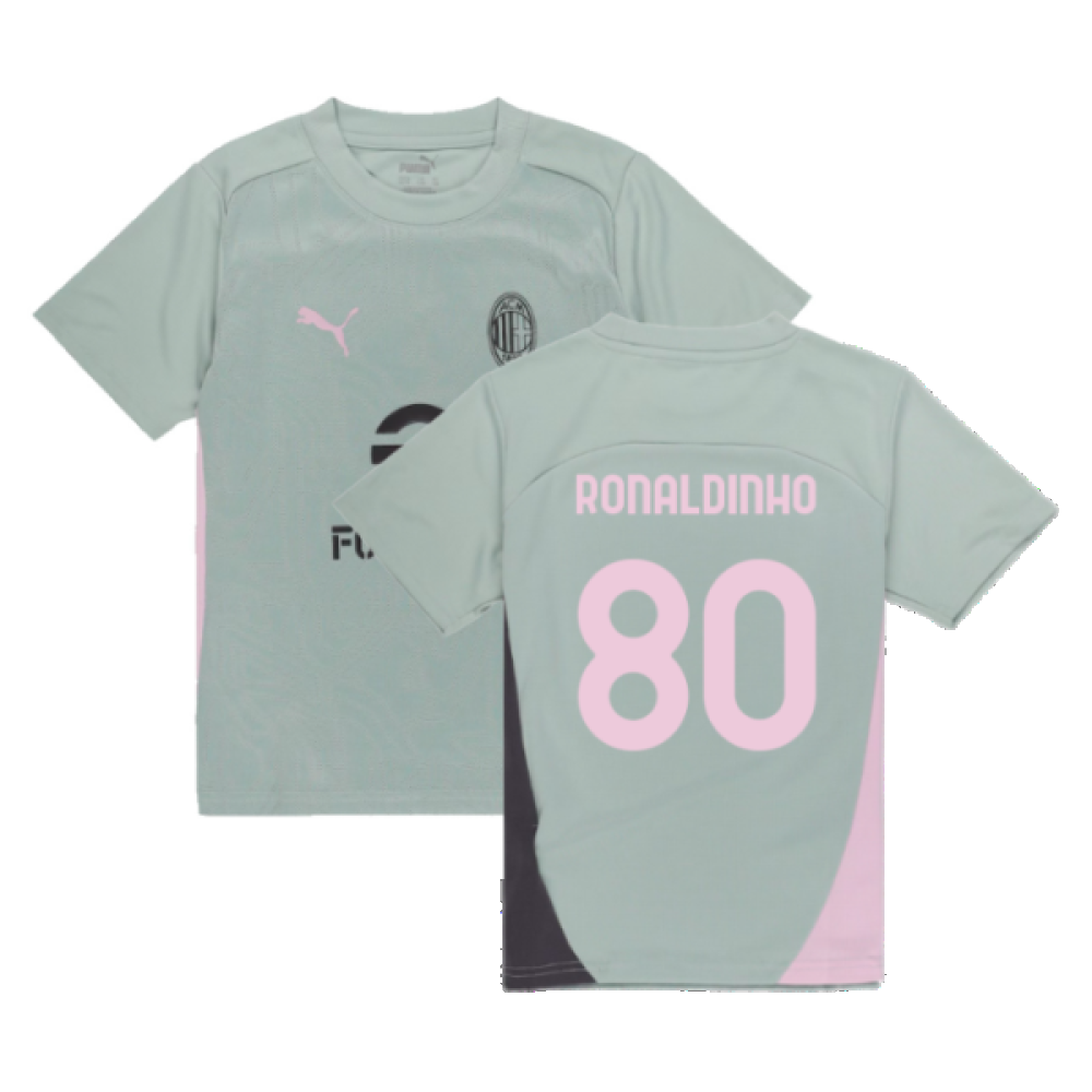 2024-2025 AC Milan Training Shirt (Green Fog) - Kids (Ronaldinho 80) 2024-2025 AC Milan Training Shirt (Green Fog) - Kids (Ronaldinho 80)