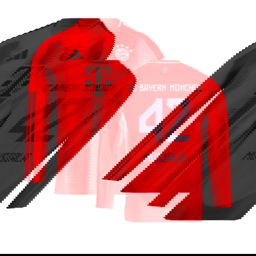 2024-2025 Bayern Munich Long Sleeve Home Shirt (Kids) (Musiala 42) 2024-2025 Bayern Munich Long Sleeve Home Shirt (Kids) (Musiala 42)