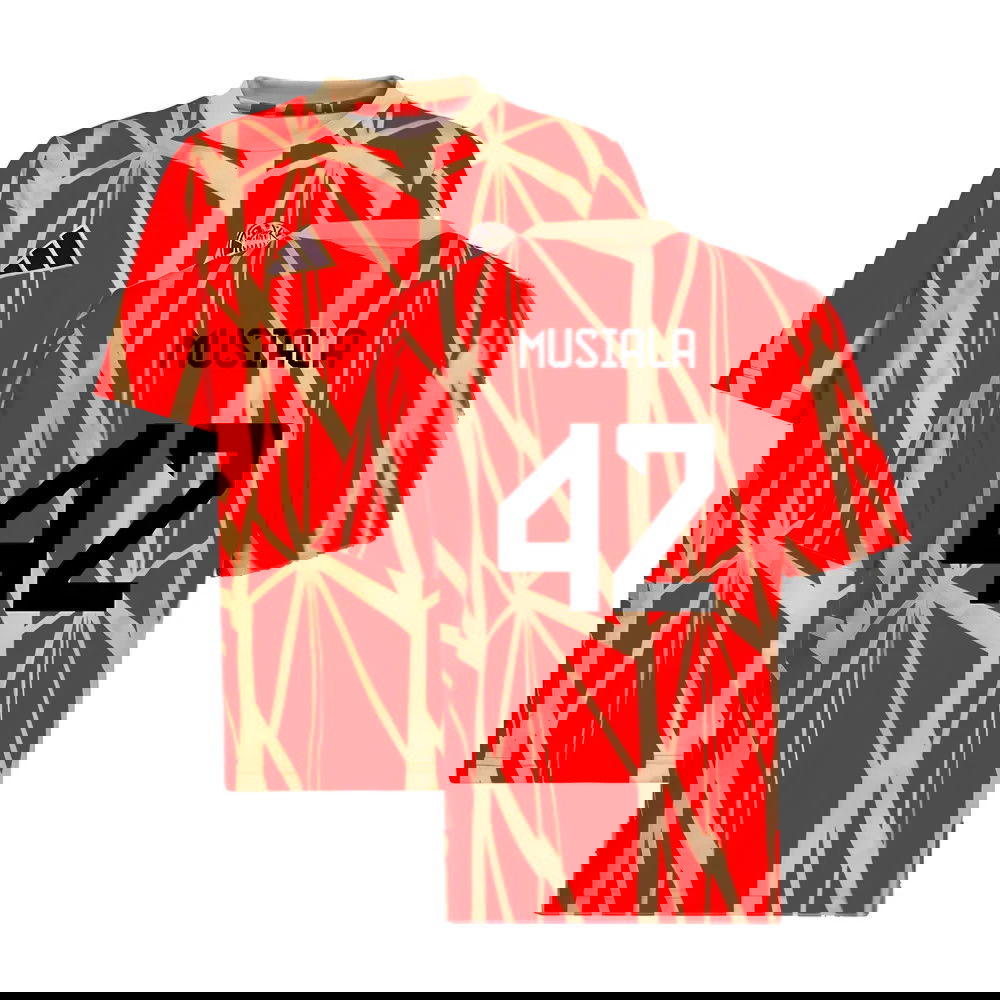 2024-2025 Bayern Munich Pre-Match Shirt (Red) - Kids (Musiala 42) 2024-2025 Bayern Munich Pre-Match Shirt (Red) - Kids (Musiala 42)