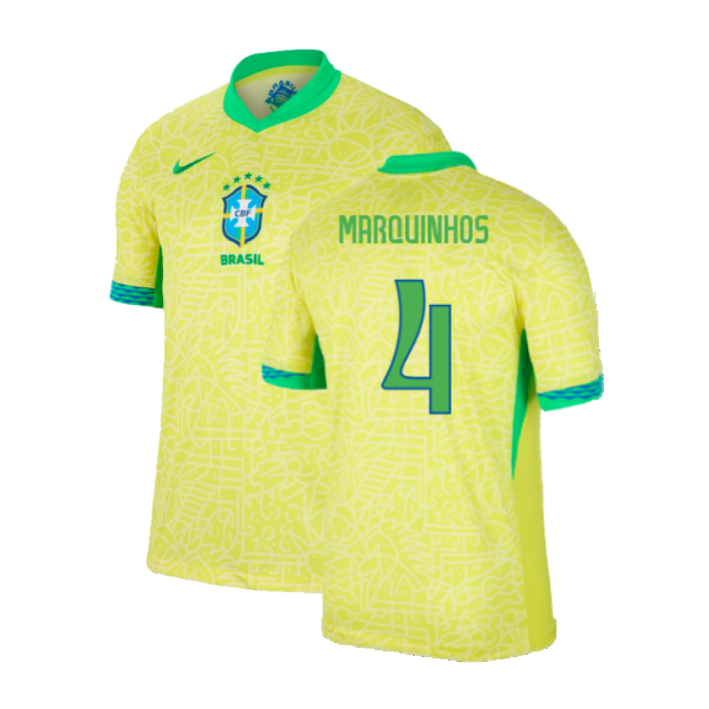 2024-2025 Brazil Home Shirt (Marquinhos 4) 2024-2025 Brazil Home Shirt (Marquinhos 4)