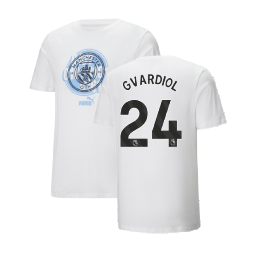 2024-2025 Man City ftblCulture Tee (White) (Gvardiol 24) 2024-2025 Man City ftblCulture Tee (White) (Gvardiol 24)
