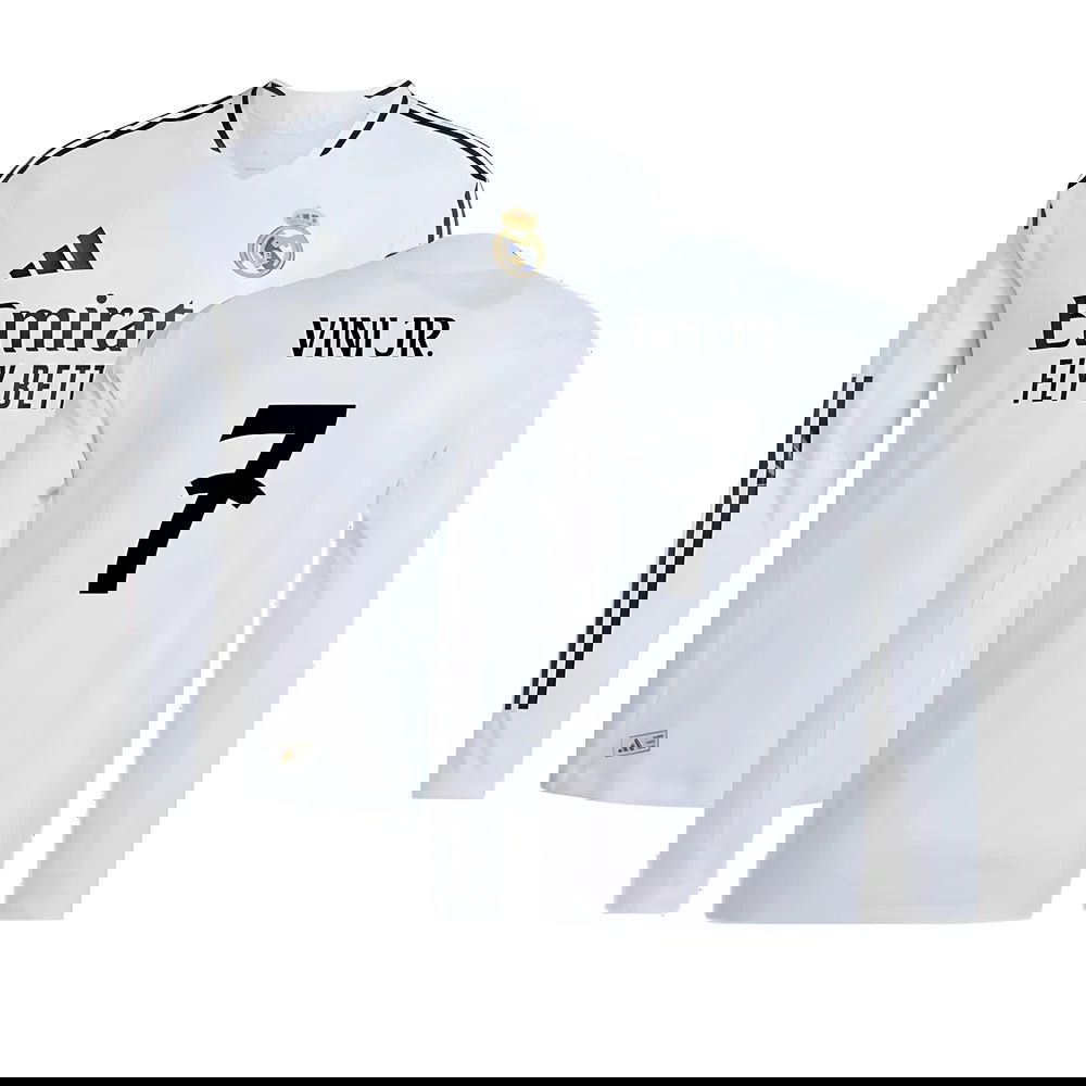 2024-2025 Real Madrid Authentic Long Sleeve Home Shirt (Vini Jr. 7) 2024-2025 Real Madrid Authentic Long Sleeve Home Shirt (Vini Jr. 7)