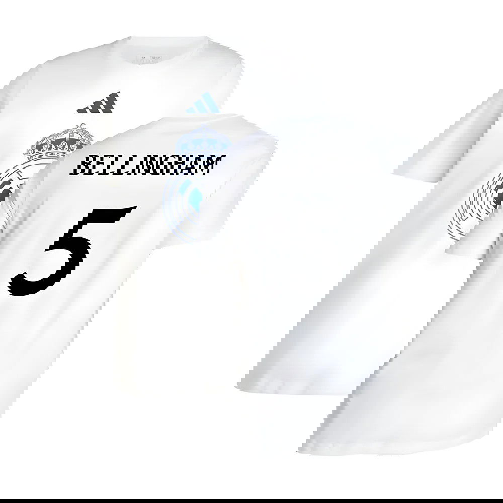 2024-2025 Real Madrid DNA Graphic Tee (White) (Bellingham 5) 2024-2025 Real Madrid DNA Graphic Tee (White) (Bellingham 5)