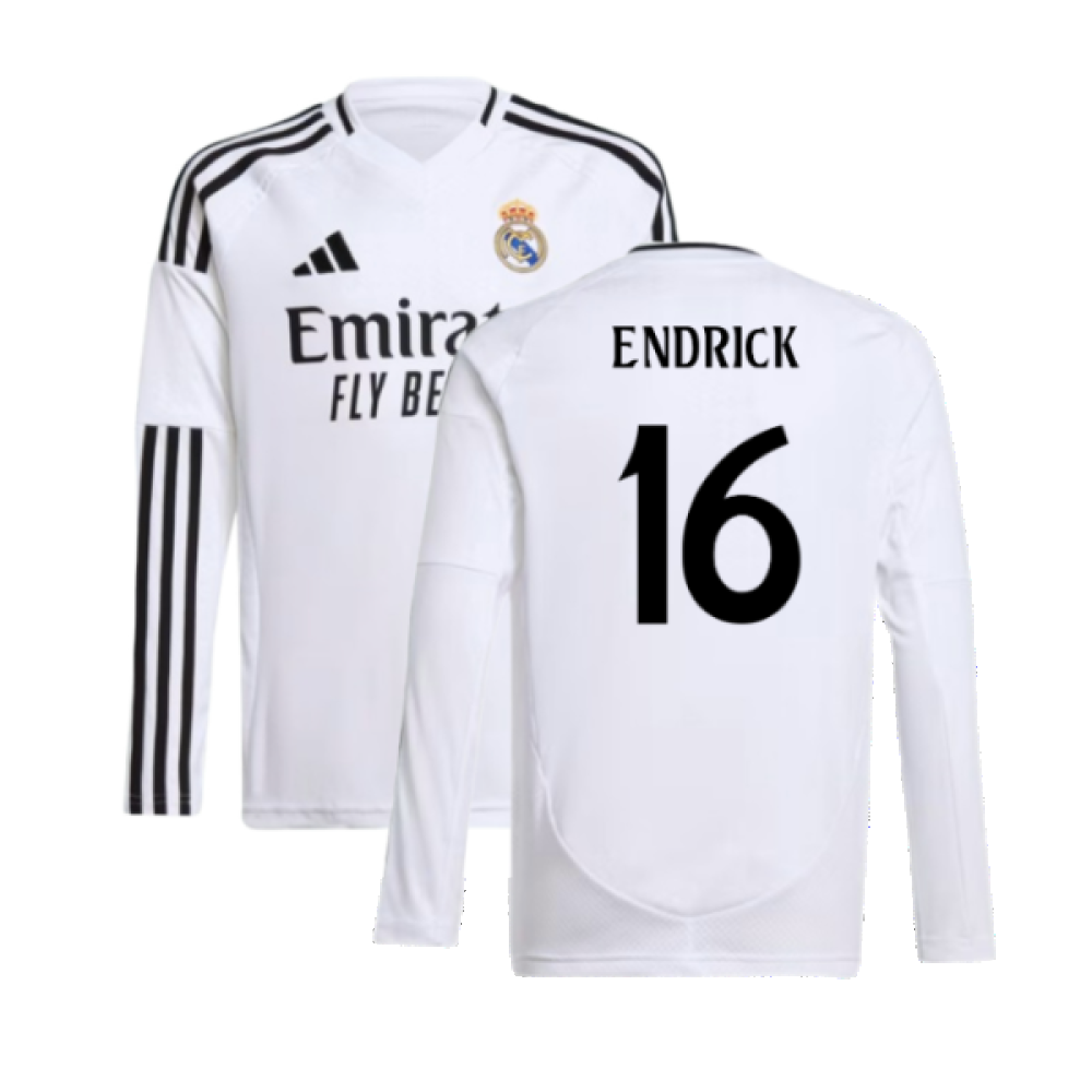 2024-2025 Real Madrid Long Sleeve Home Shirt (Kids) (Endrick 16) 2024-2025 Real Madrid Long Sleeve Home Shirt (Kids) (Endrick 16)