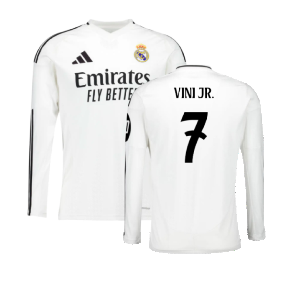 2024-2025 Real Madrid Long Sleeve Home Shirt (Vini Jr. 7) 2024-2025 Real Madrid Long Sleeve Home Shirt (Vini Jr. 7)