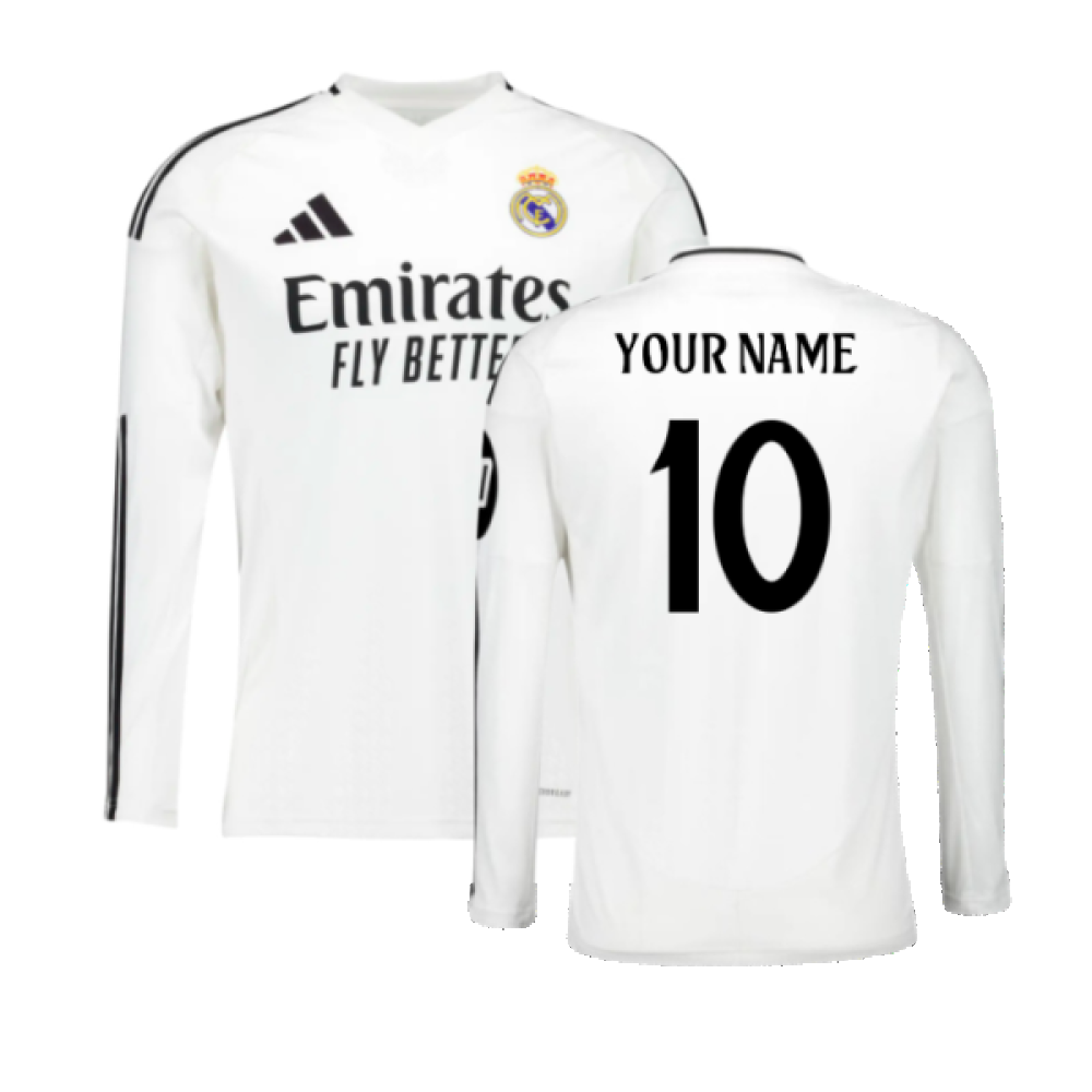 2024-2025 Real Madrid Long Sleeve Home Shirt (Your Name) 2024-2025 Real Madrid Long Sleeve Home Shirt (Your Name)