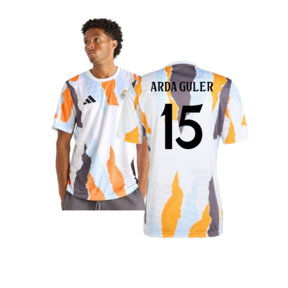 2024-2025 Real Madrid Pre-Match Shirt (White/Crew Orange) (Arda Guler 15) 2024-2025 Real Madrid Pre-Match Shirt (White/Crew Orange) (Arda Guler 15)