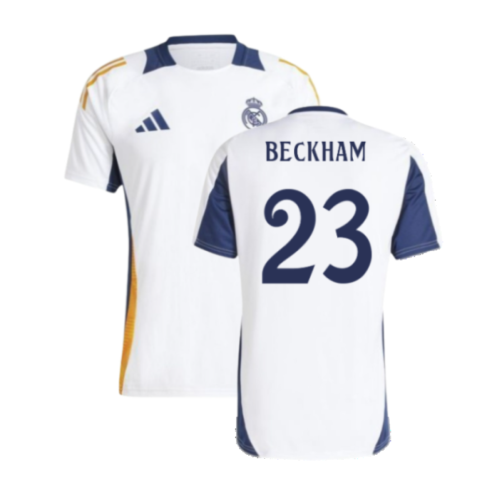 2024-2025 Real Madrid Training Tee (White) (Beckham 23) 2024-2025 Real Madrid Training Tee (White) (Beckham 23)