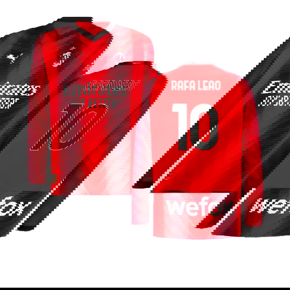 2023-2024 AC Milan Long Sleeve Home Shirt (Rafa Leao 10) 2023-2024 AC Milan Long Sleeve Home Shirt (Rafa Leao 10)