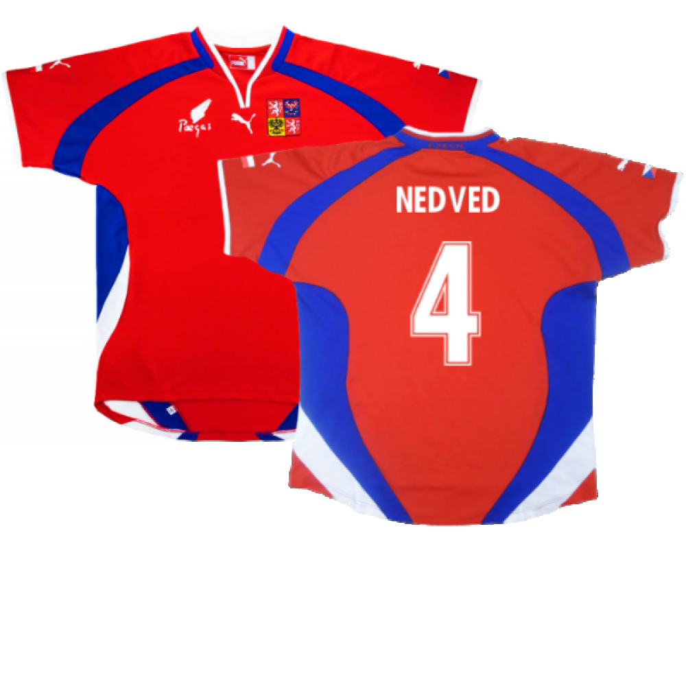 Czech Republic 2000-02 Home Shirt ((Very Good) L) (Nedved 4) Czech Republic 2000-02 Home Shirt ((Very Good) L) (Nedved 4)
