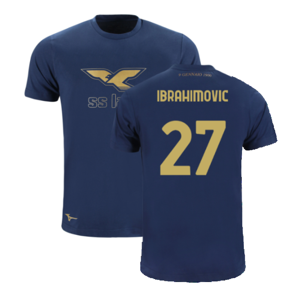 Lazio 125th Anniversary Cotton Tee (Navy) (Ibrahimovic 27) Lazio 125th Anniversary Cotton Tee (Navy) (Ibrahimovic 27)