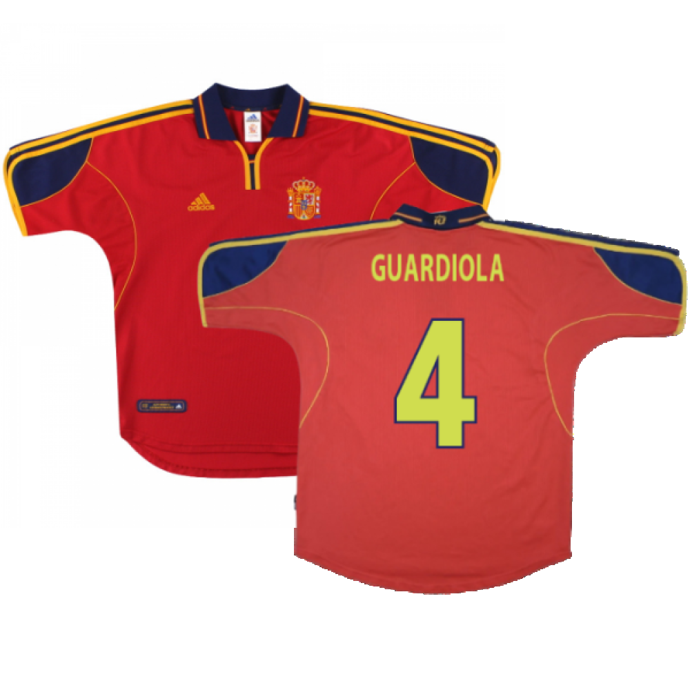 Spain 1999-02 Home Shirt ((Excellent) S) (Guardiola 4) Spain 1999-02 Home Shirt ((Excellent) S) (Guardiola 4)