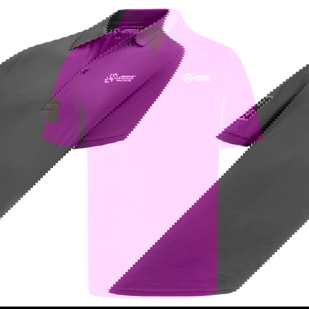 2023 Mercedes Lewis Hamilton Polo Shirt (Purple) 2023 Mercedes Lewis Hamilton Polo Shirt (Purple)