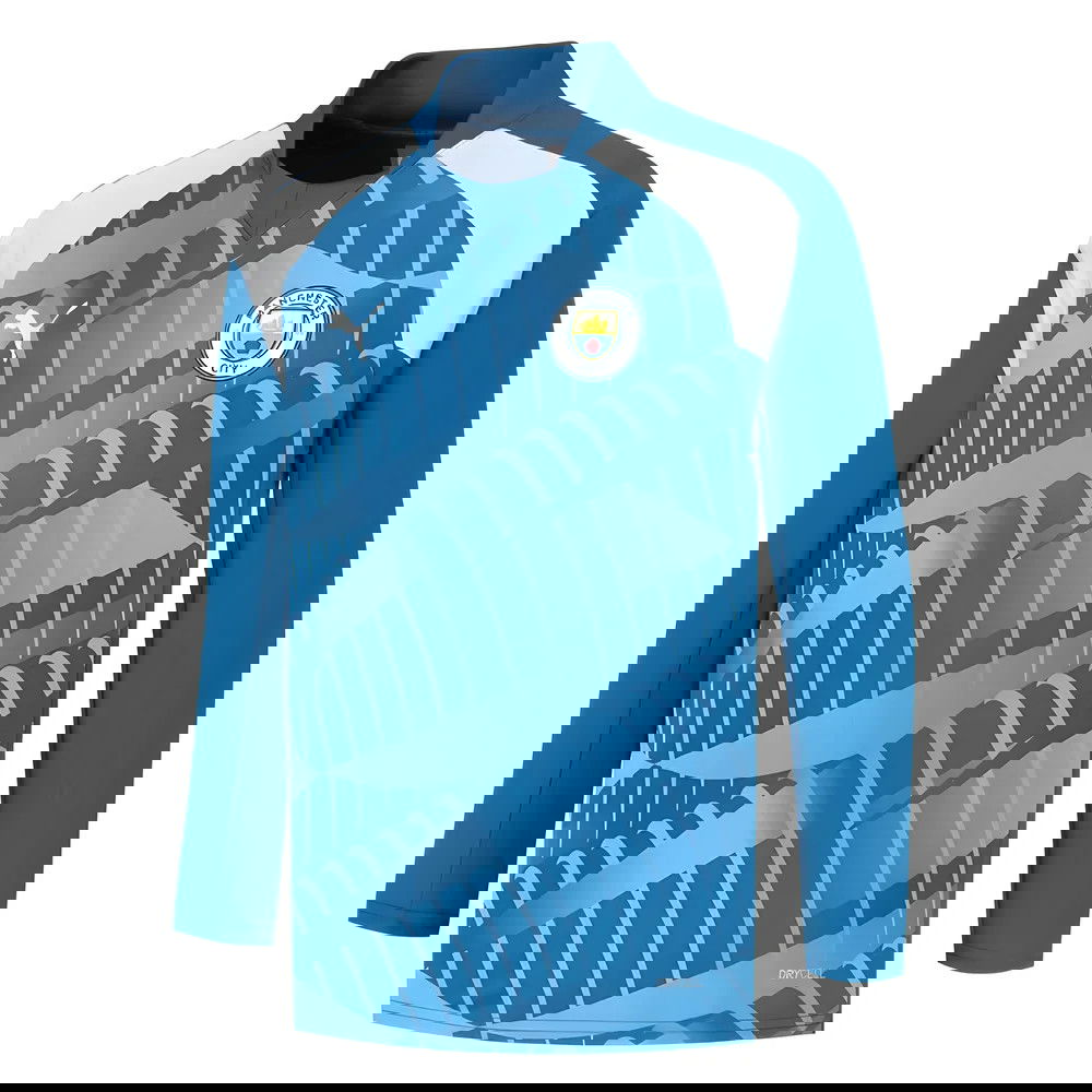 2023-2024 Man City Pre-Match LS Sweat Top (Lake Blue) - Kids 2023-2024 Man City Pre-Match LS Sweat Top (Lake Blue) - Kids