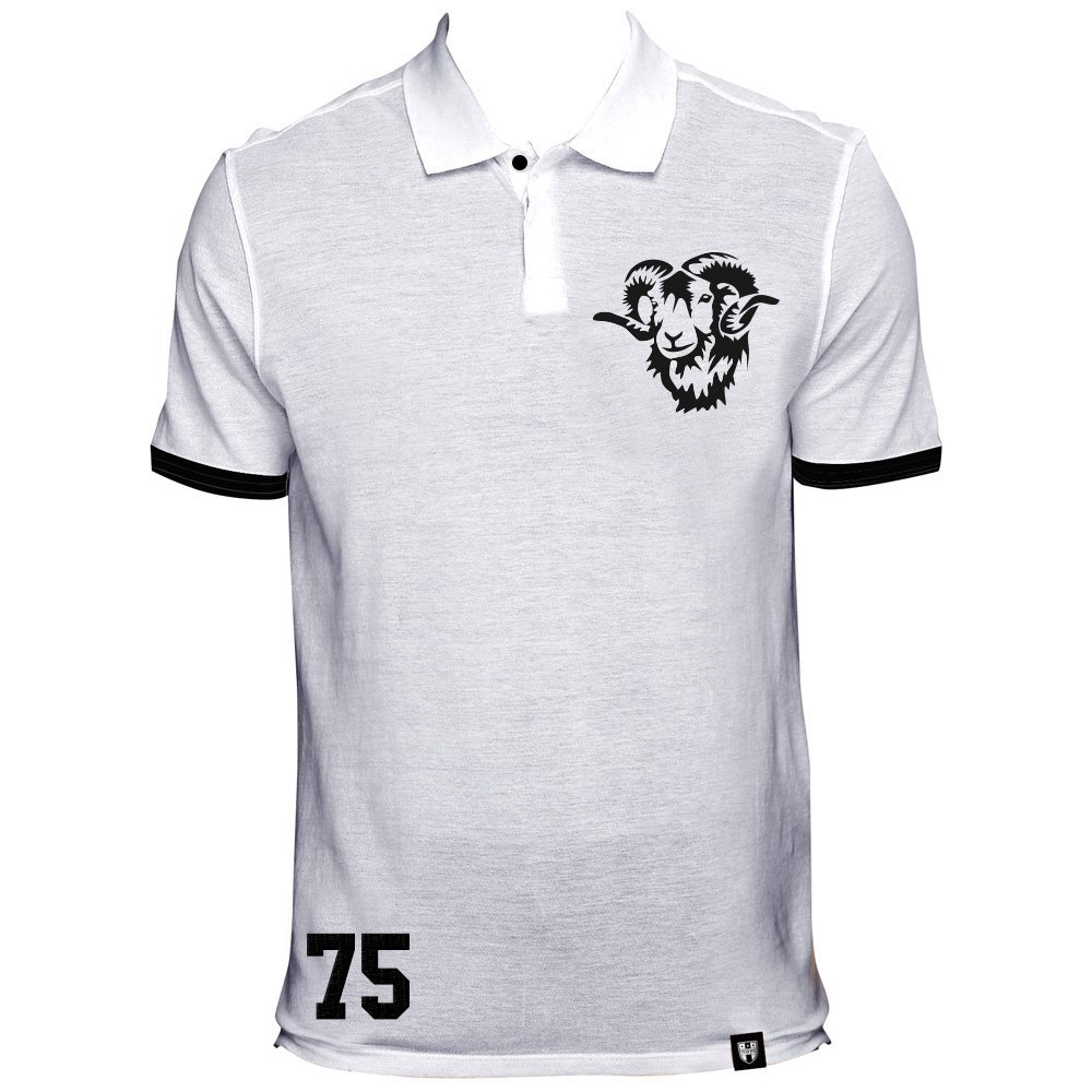 Derby County No 75 White Polo Shirt Derby County No 75 White Polo Shirt