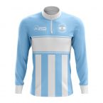 Argentina Concept Football Half Zip Midlayer Top (Sky Blue-White)