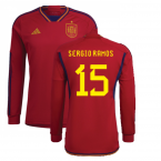2022-2023 Spain Long Sleeve Home Shirt (SERGIO RAMOS 15)