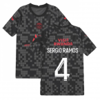 PSG 2021-2022 Pre-Match Training Shirt (Black) - Kids (SERGIO RAMOS 4)