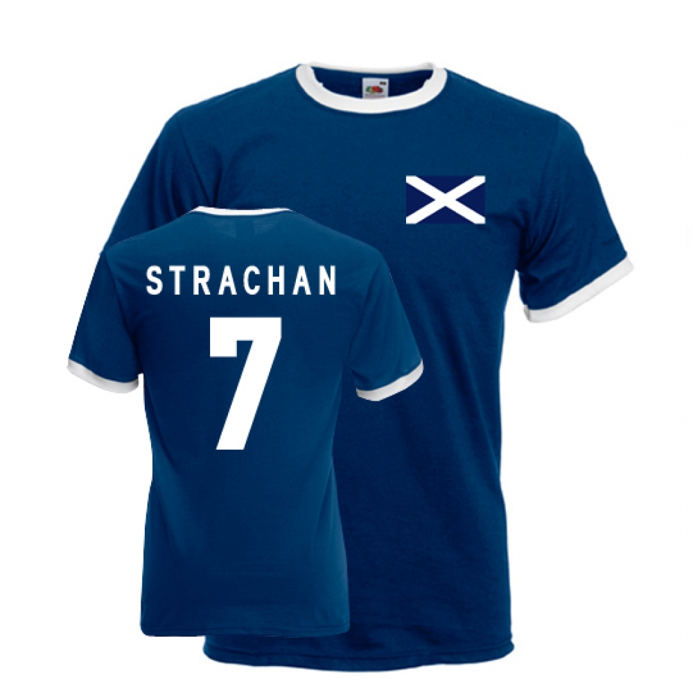 Gordon Strachan Scotland Ringer Tee (navy)