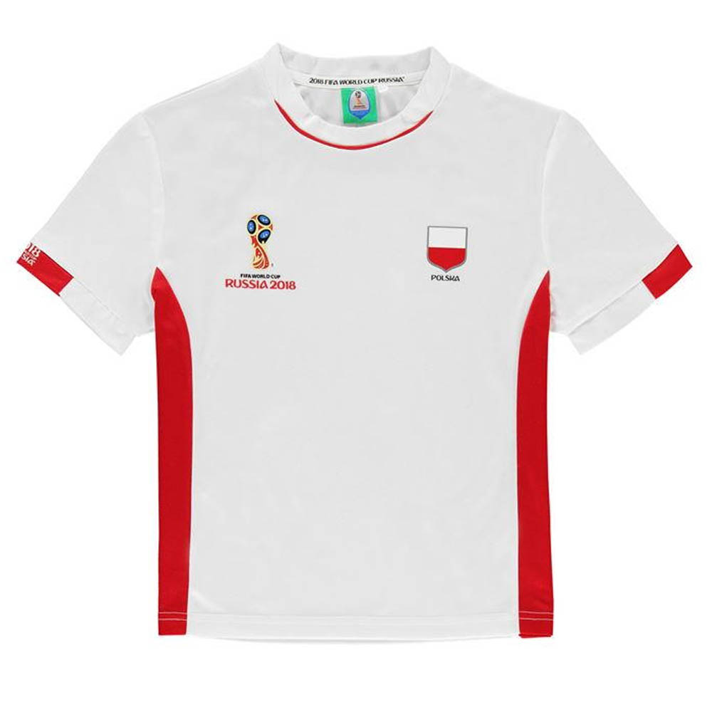 FIFA World Cup 2018 Poland T-Shirt Juniors White Football Soccer Top Tee 