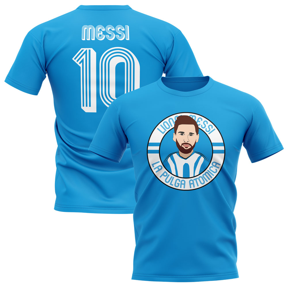 Lionel Messi Argentina Illustration T-Shirt (Sky)